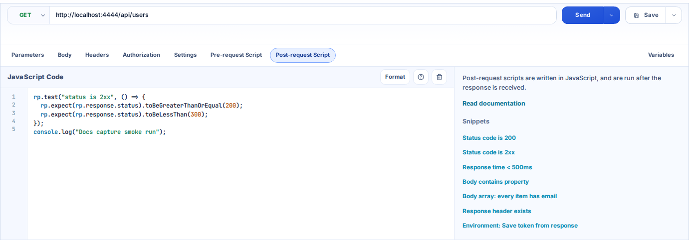 Request builder panel