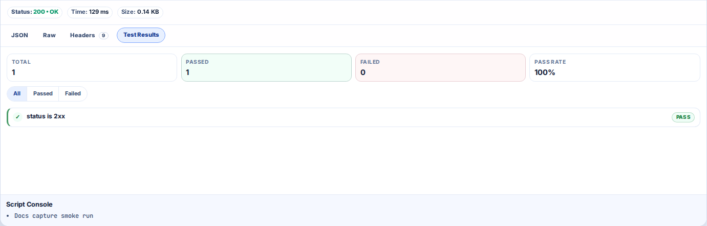 Response test results in ReqPilot